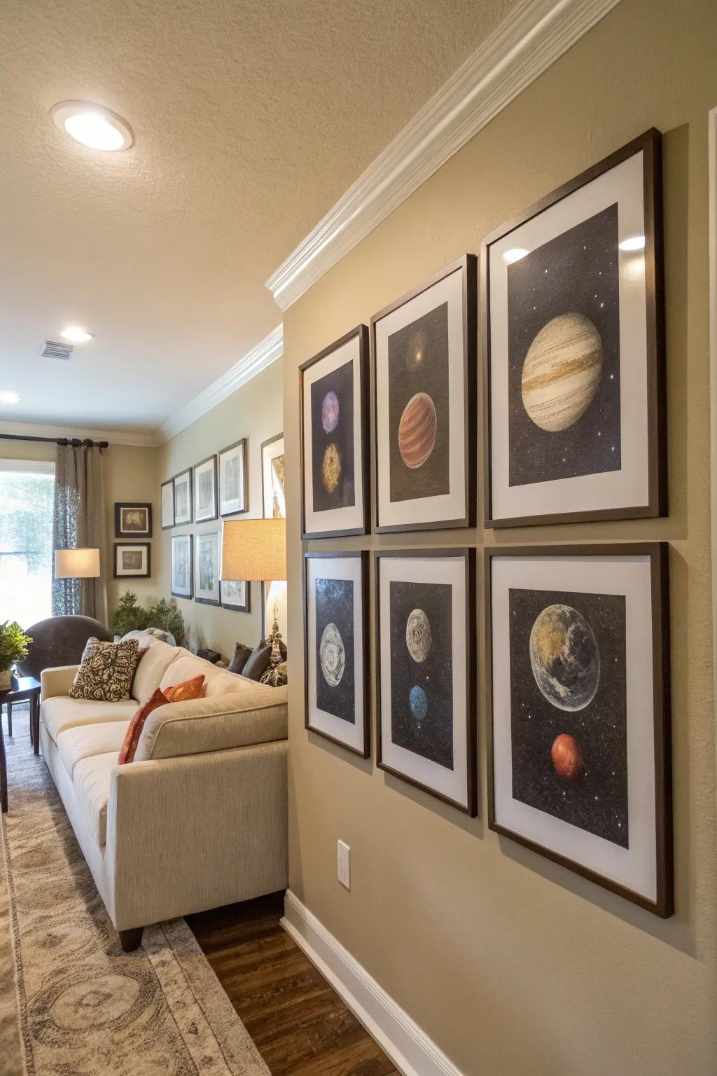 Artwork of planets introducing elements from the cosmos to your walls.