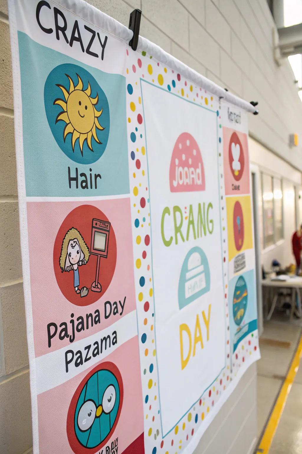 A fun streamer showing themed day symbols, adding a playful twist.