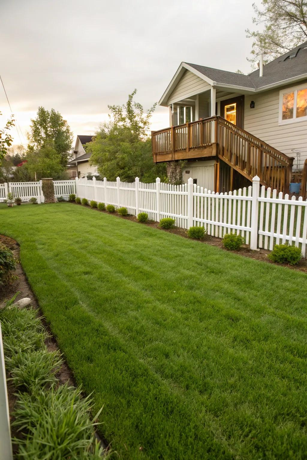 A flawlessly maintained lawn prepared for the arrival of spring.