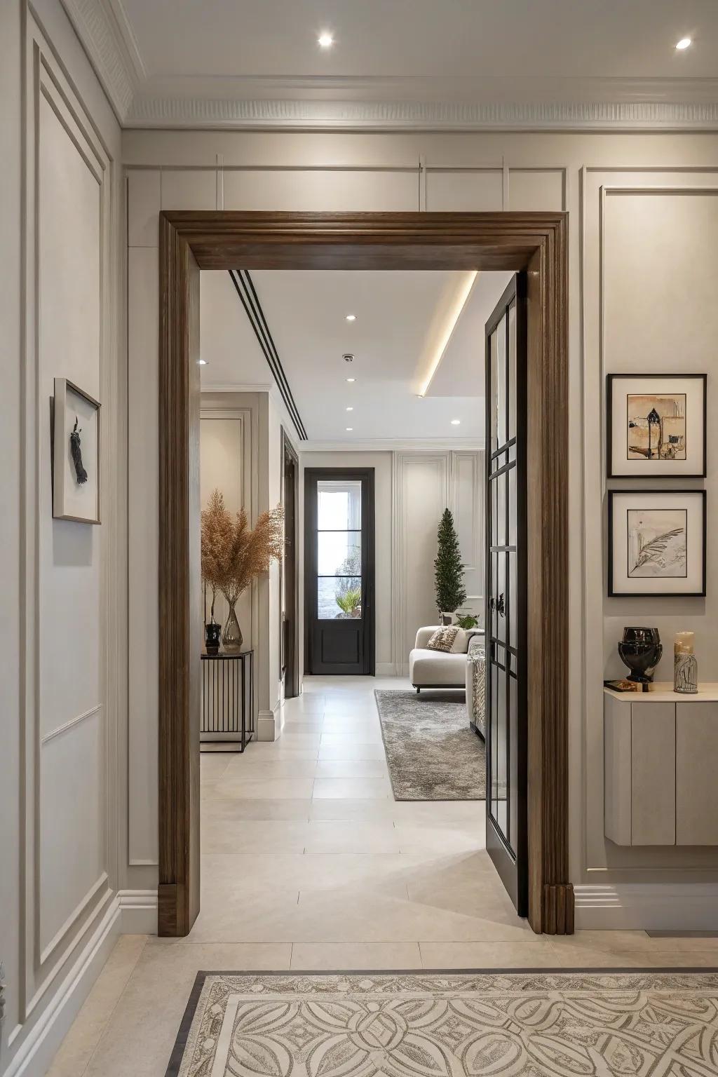 Modern minimalist square trim fostering a pristine, airy atmosphere.