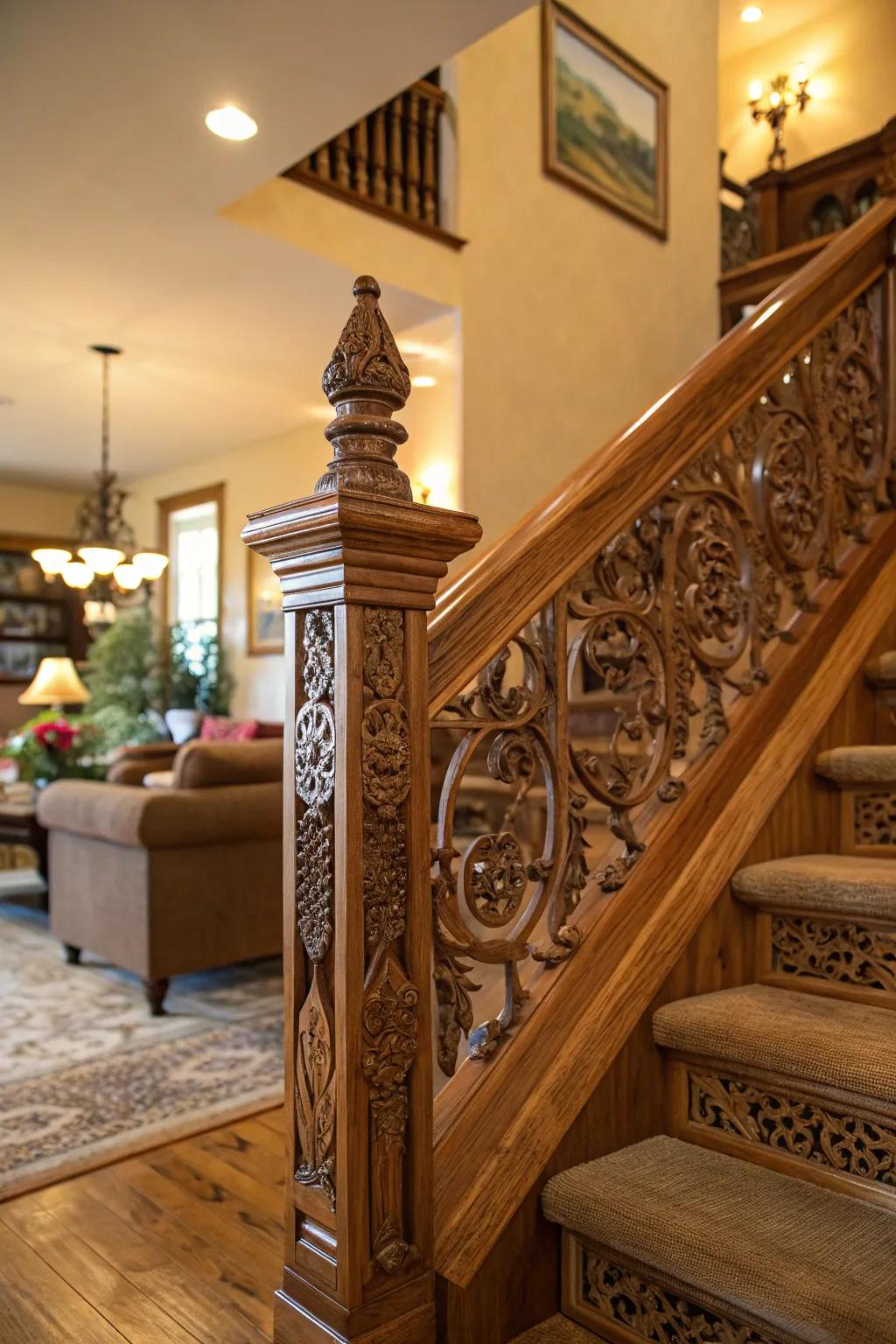 Classic wooden railings bring timeless elegance to your home.