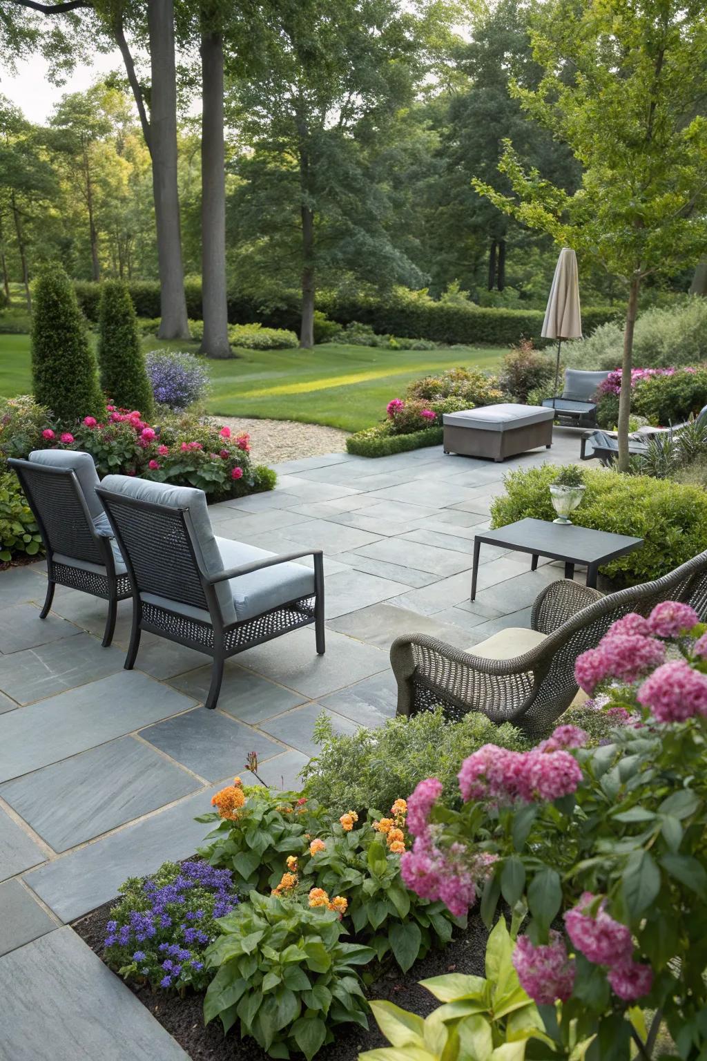 A sophisticated skyrock patio with contemporary aesthetics.