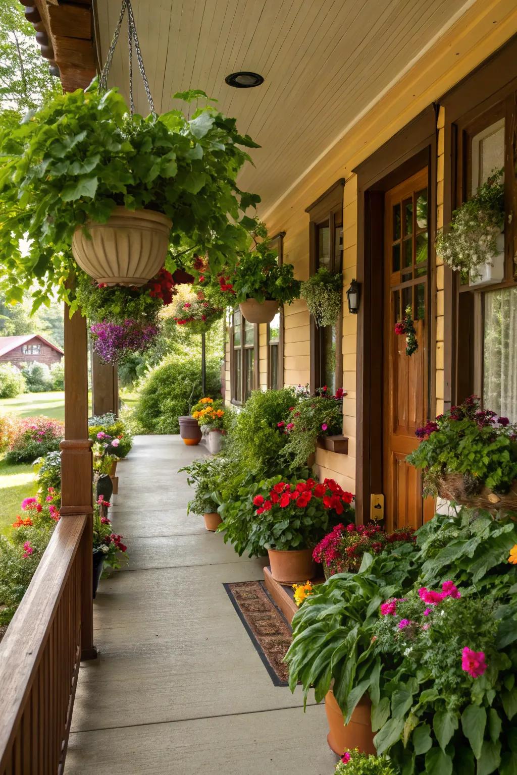 Lush greenery brings vibrant life to your porch.