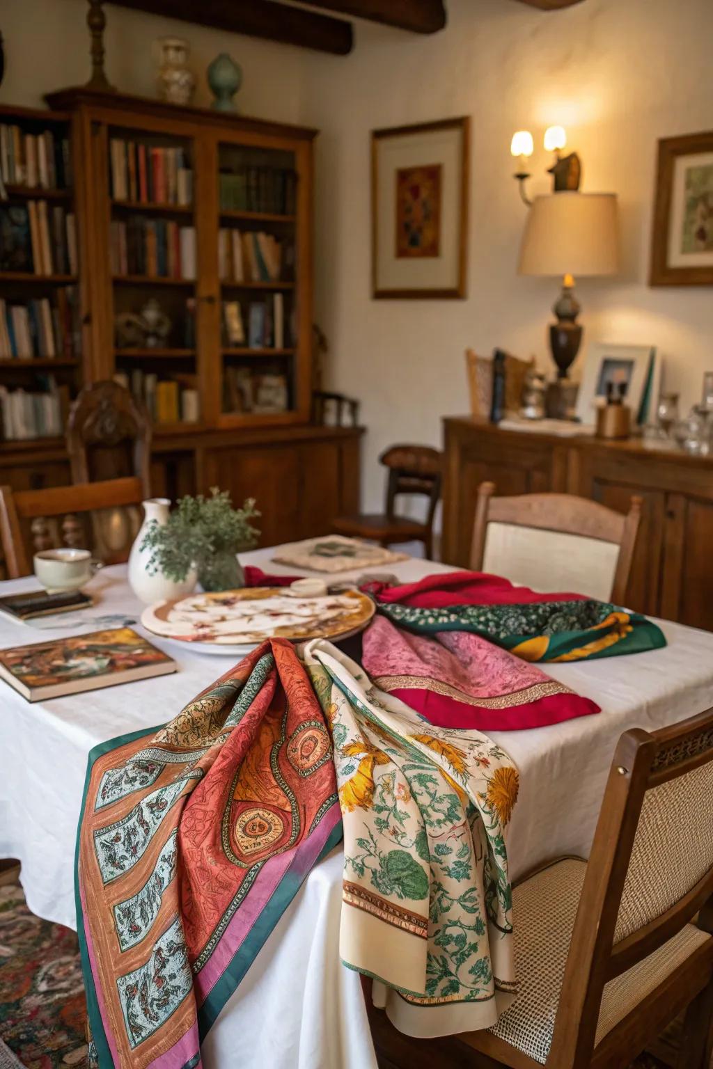 Antique wraps contribute a personal and singular element to any table.