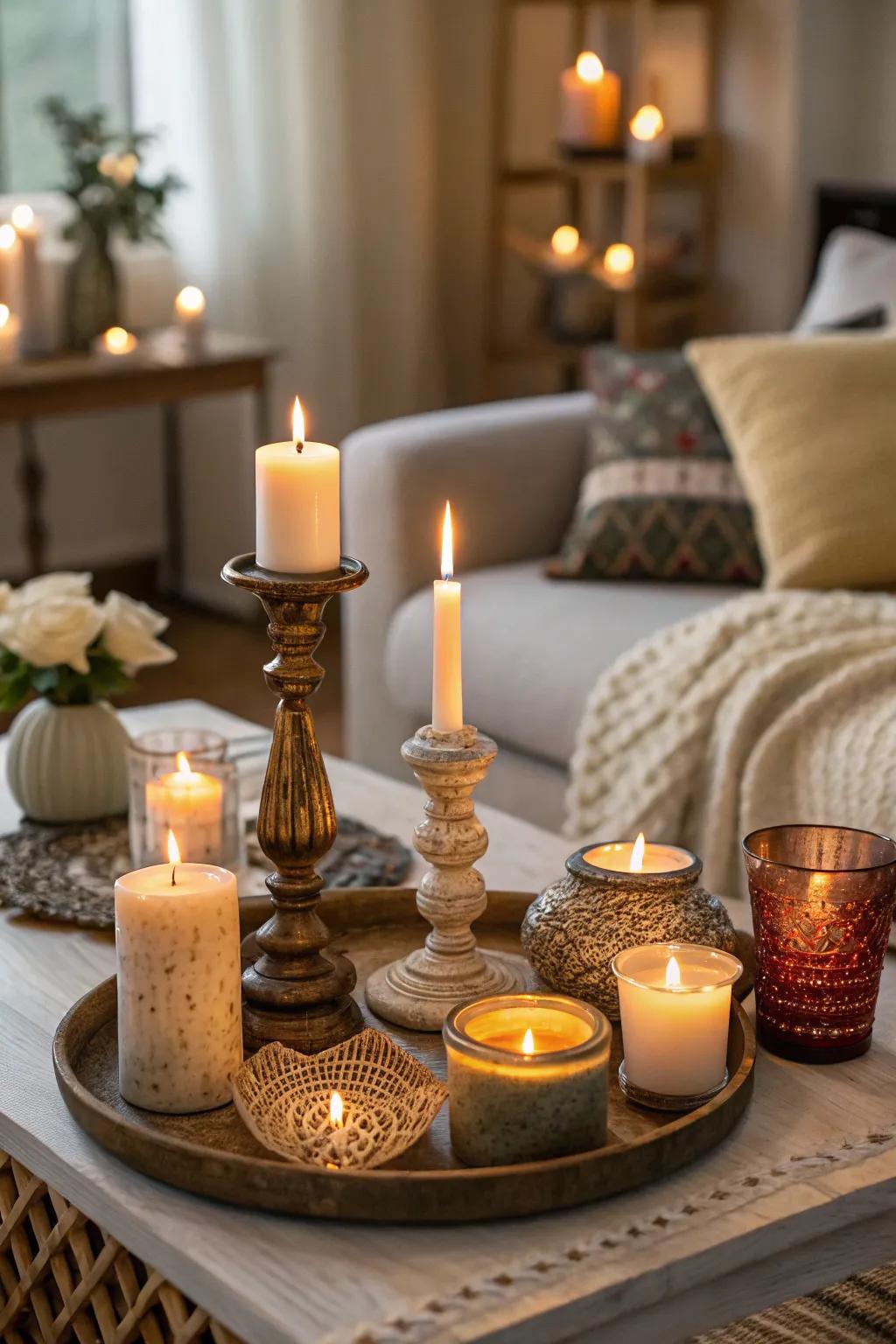 Candles add warmth and a bit of magic to your living room.