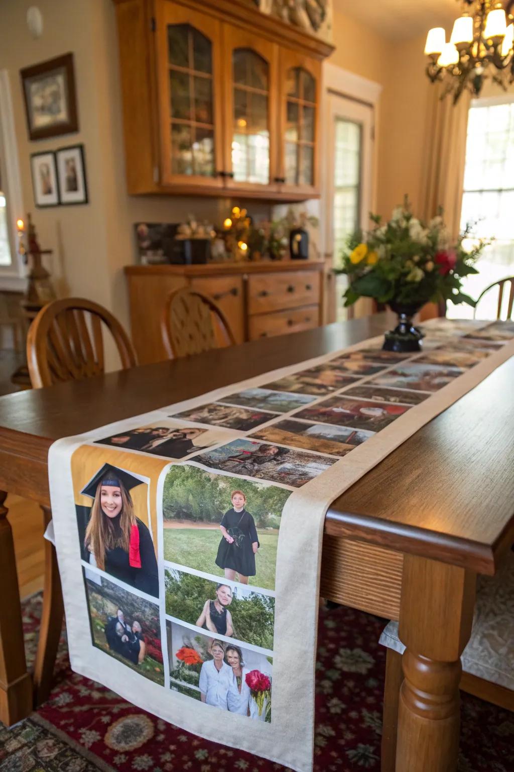 A montage table adornment introduces a deeply personal and memorable touch to your decor.