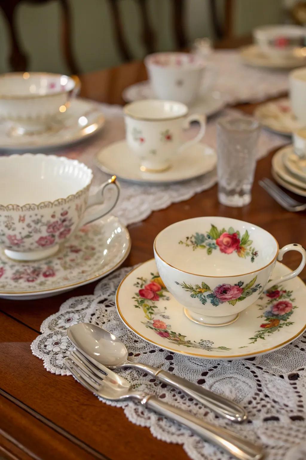 Antique china provides lasting beauty to your tea gathering table.