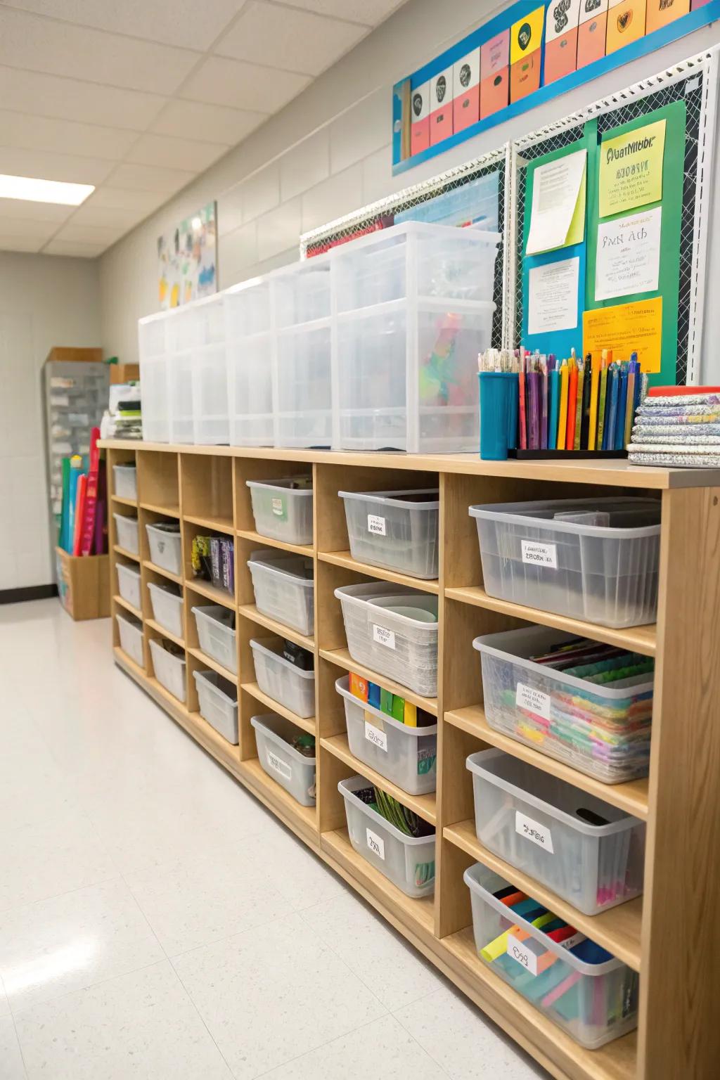 Efficient storage maintains order among your teaching materials.