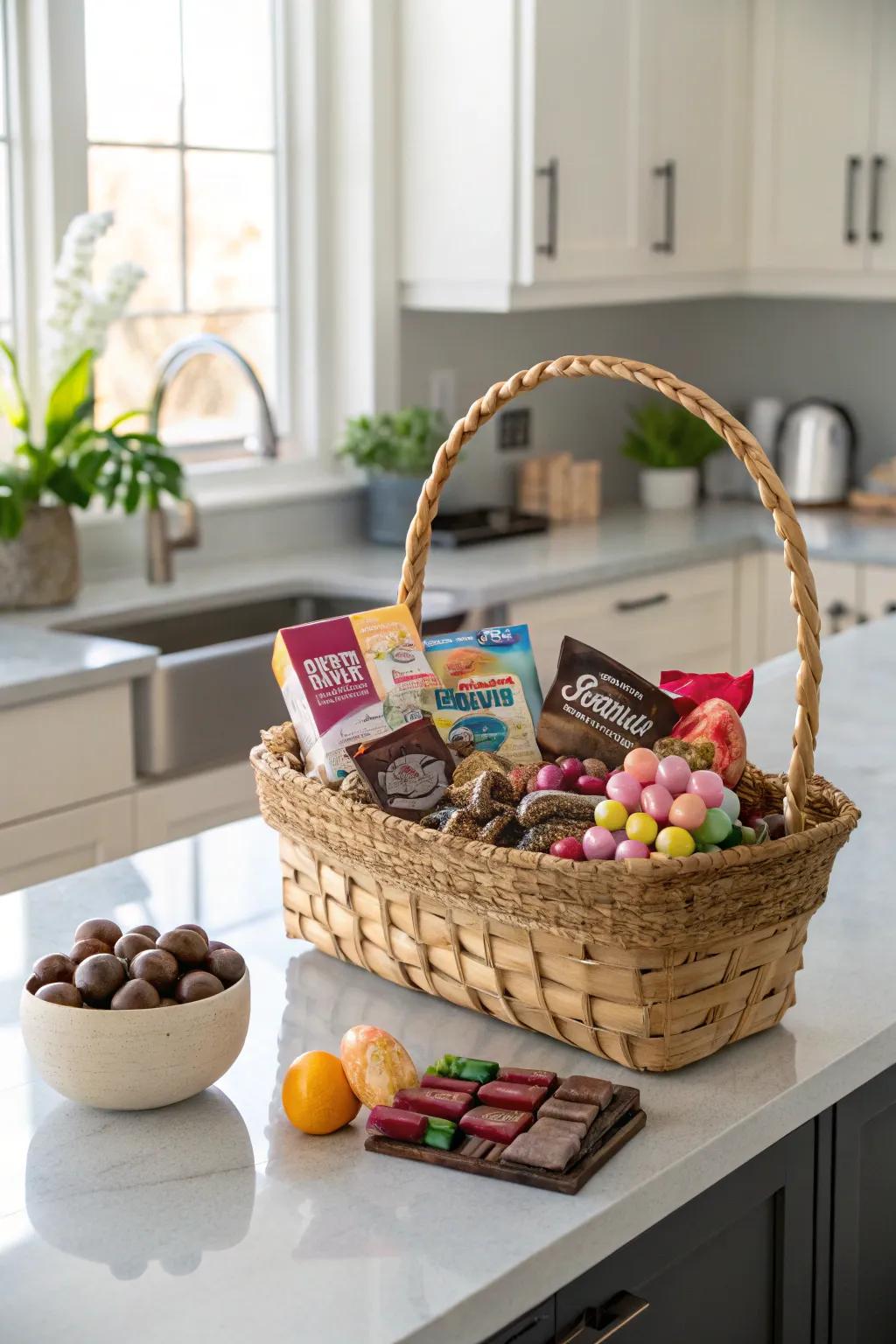Treat your teen's taste buds with a thoughtfully curated basket of gourmet snacks.
