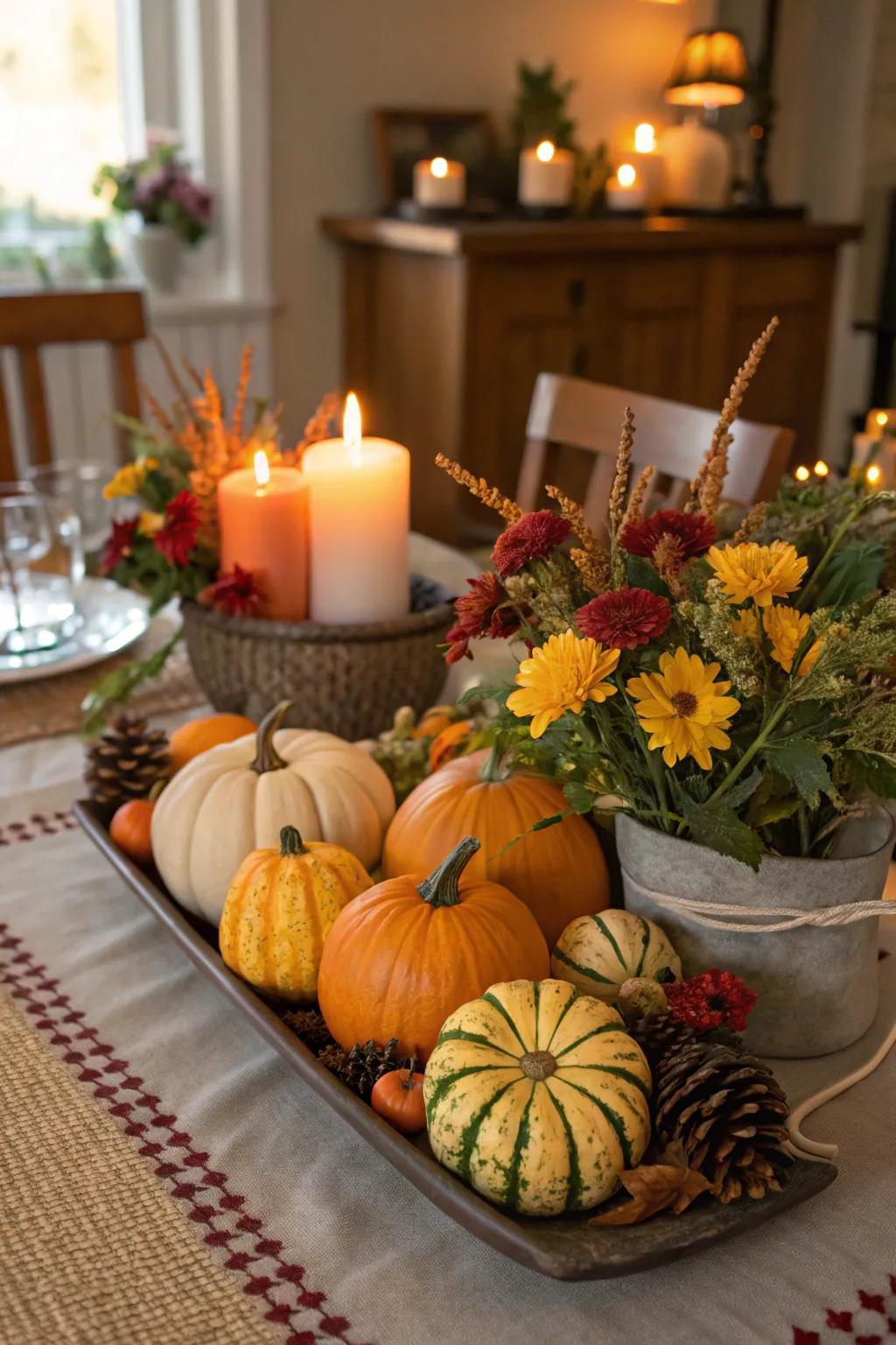 Welcome the outdoors onto your table with a beautifully arranged natural centerpiece.