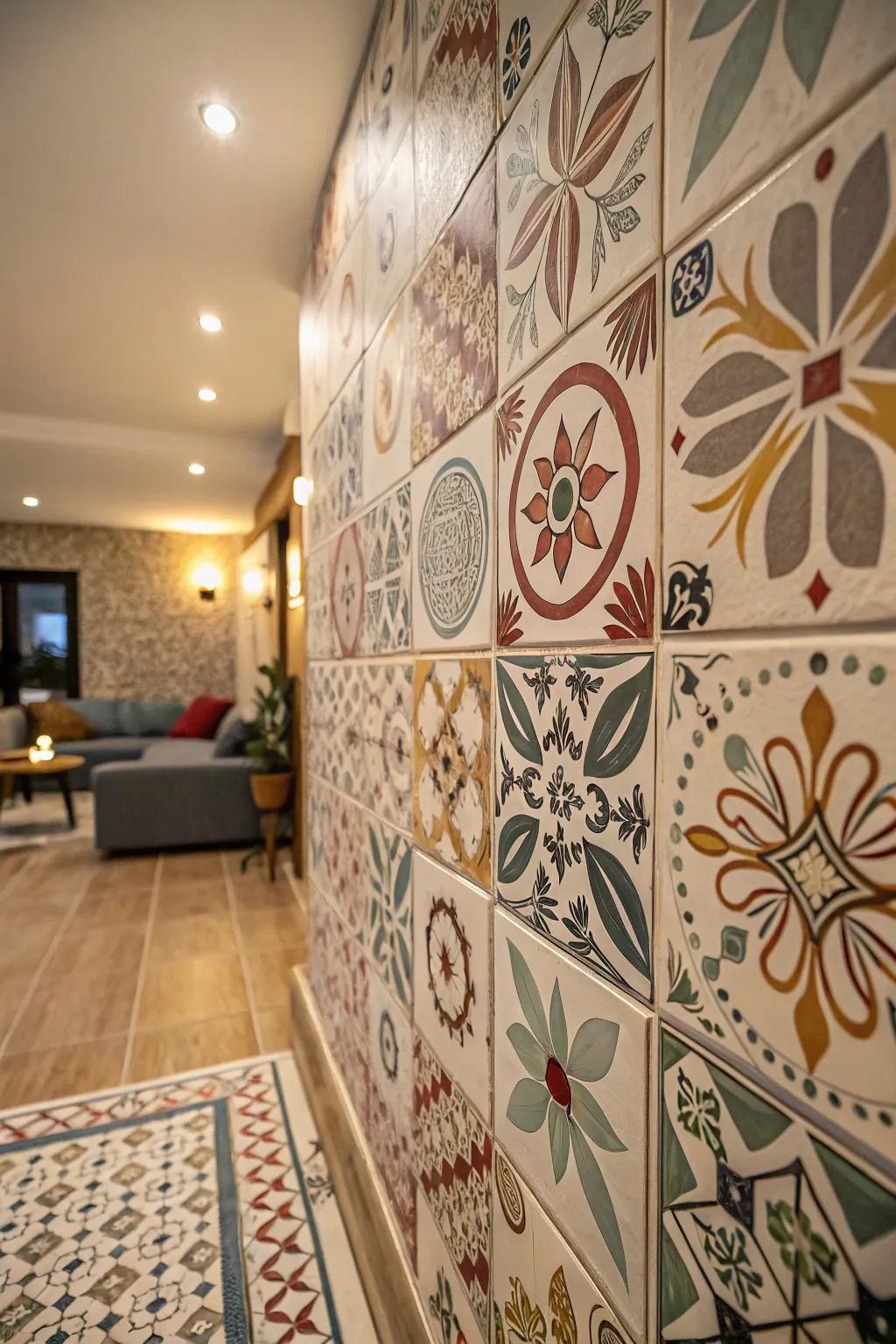 Bring in artistic elegance with patterned tiling.
