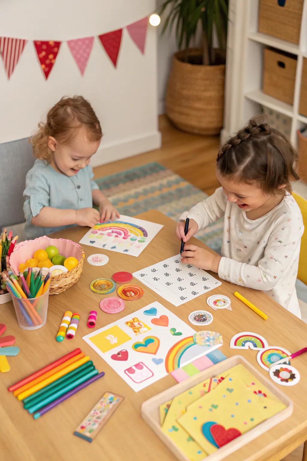 A DIY craft station designed to spark creativity and delight for toddlers.