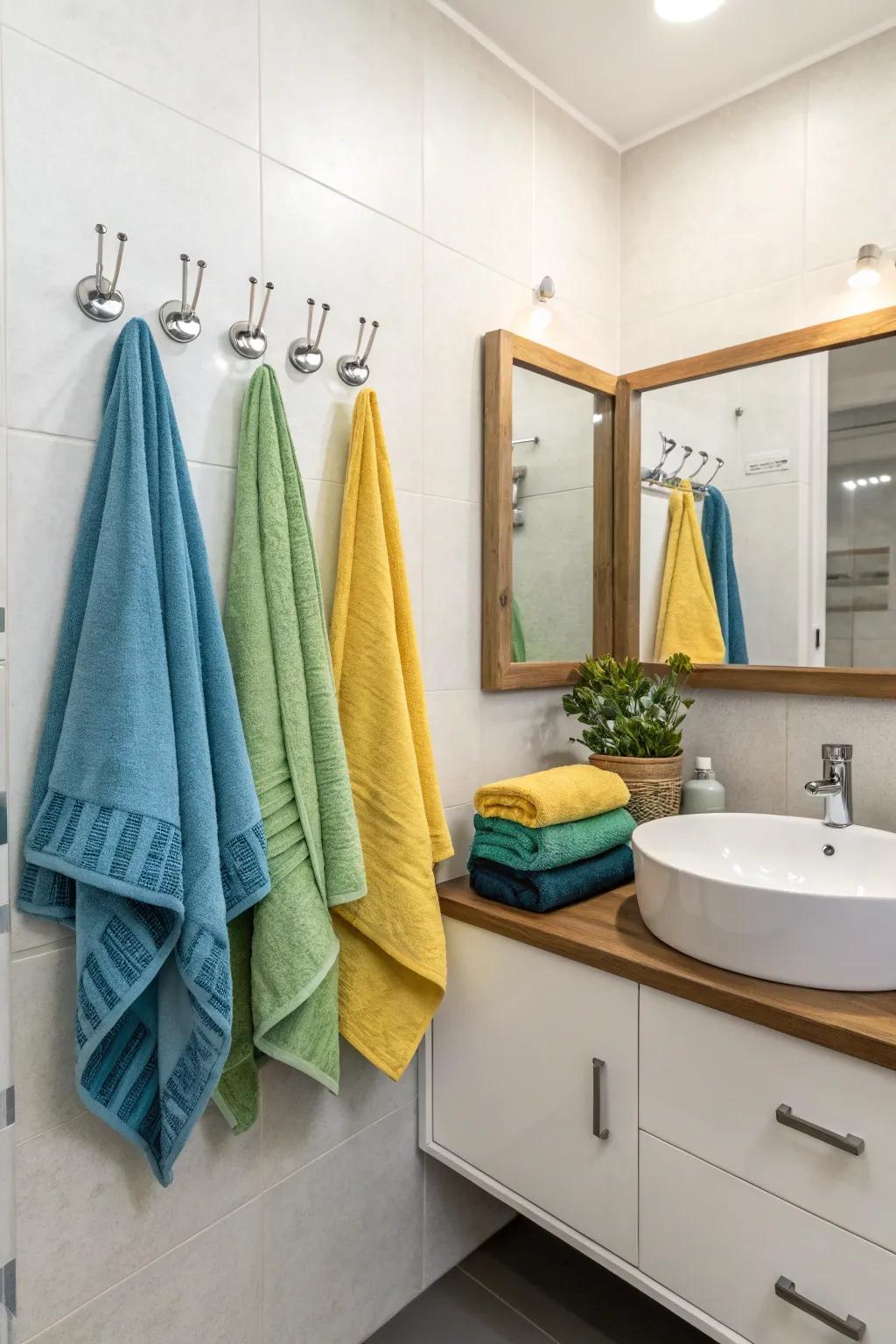 Hangers offer a small-footprint way to hang towels without losing style.