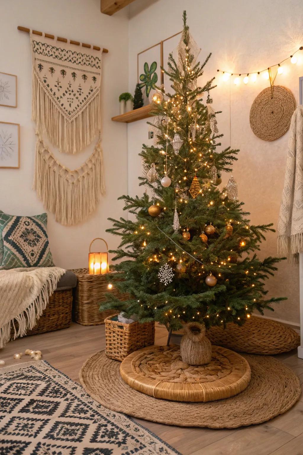 Wicker tree skirts introduce rustic elegance to your holiday setting.
