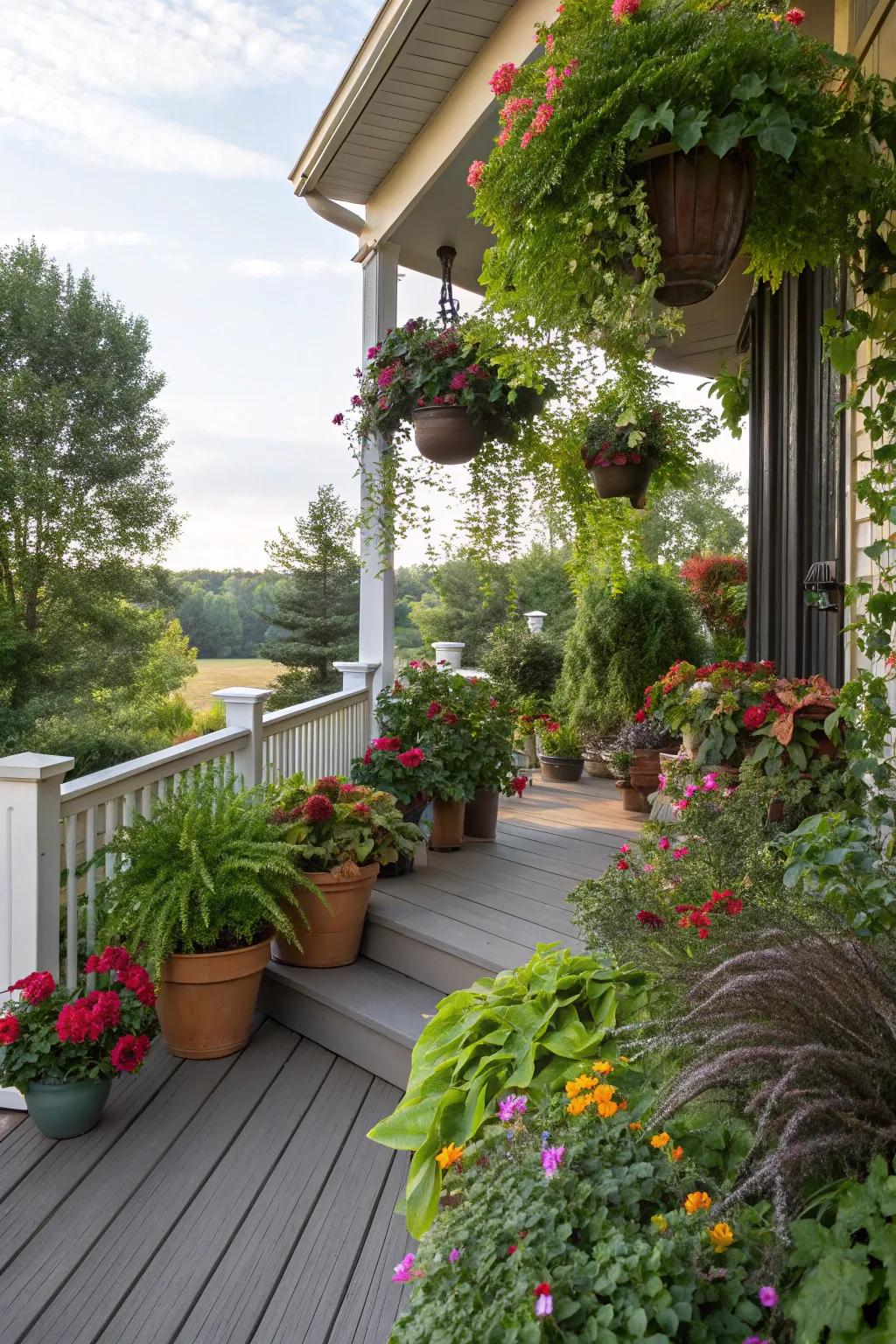 Imbue your porch with nature using abundant potted greenery.