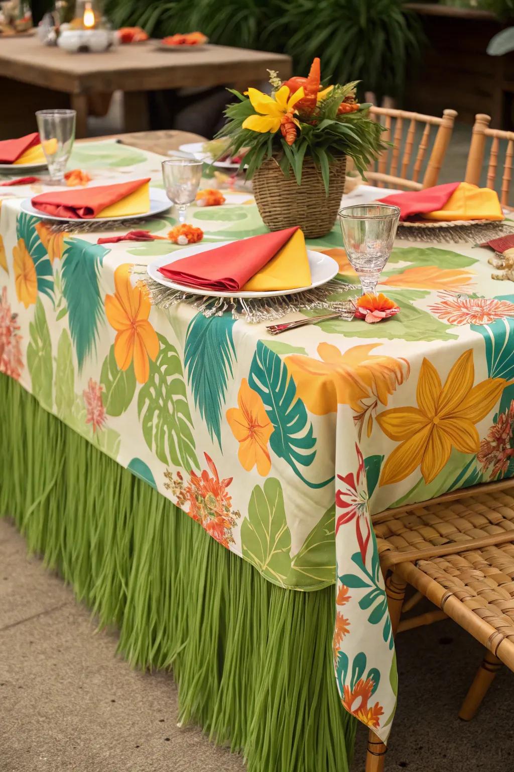 A tropical table display ideal for any repast.