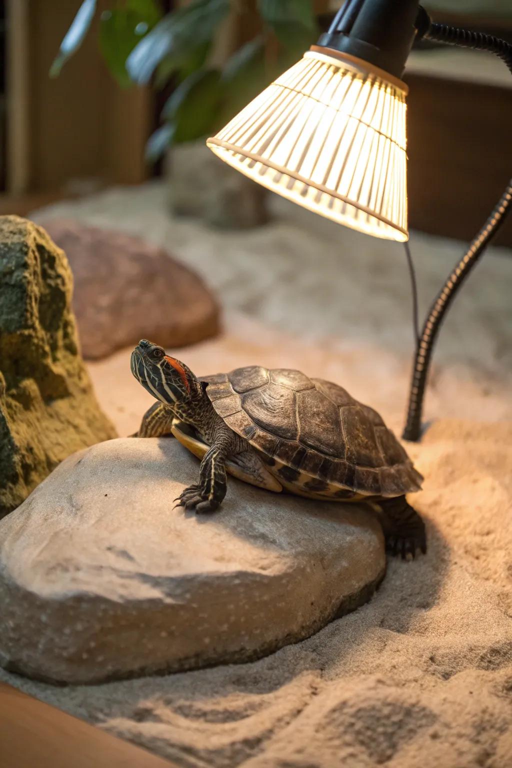 A basking space is just right for your turtle's rest and warmth.