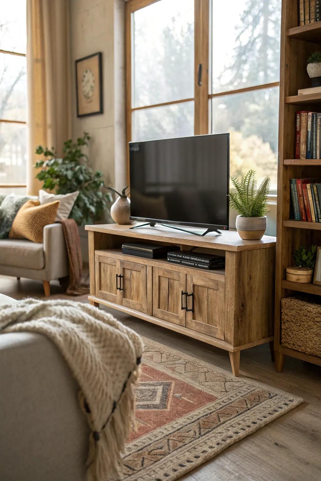 Wood finishes are essential for cozy looking rooms.