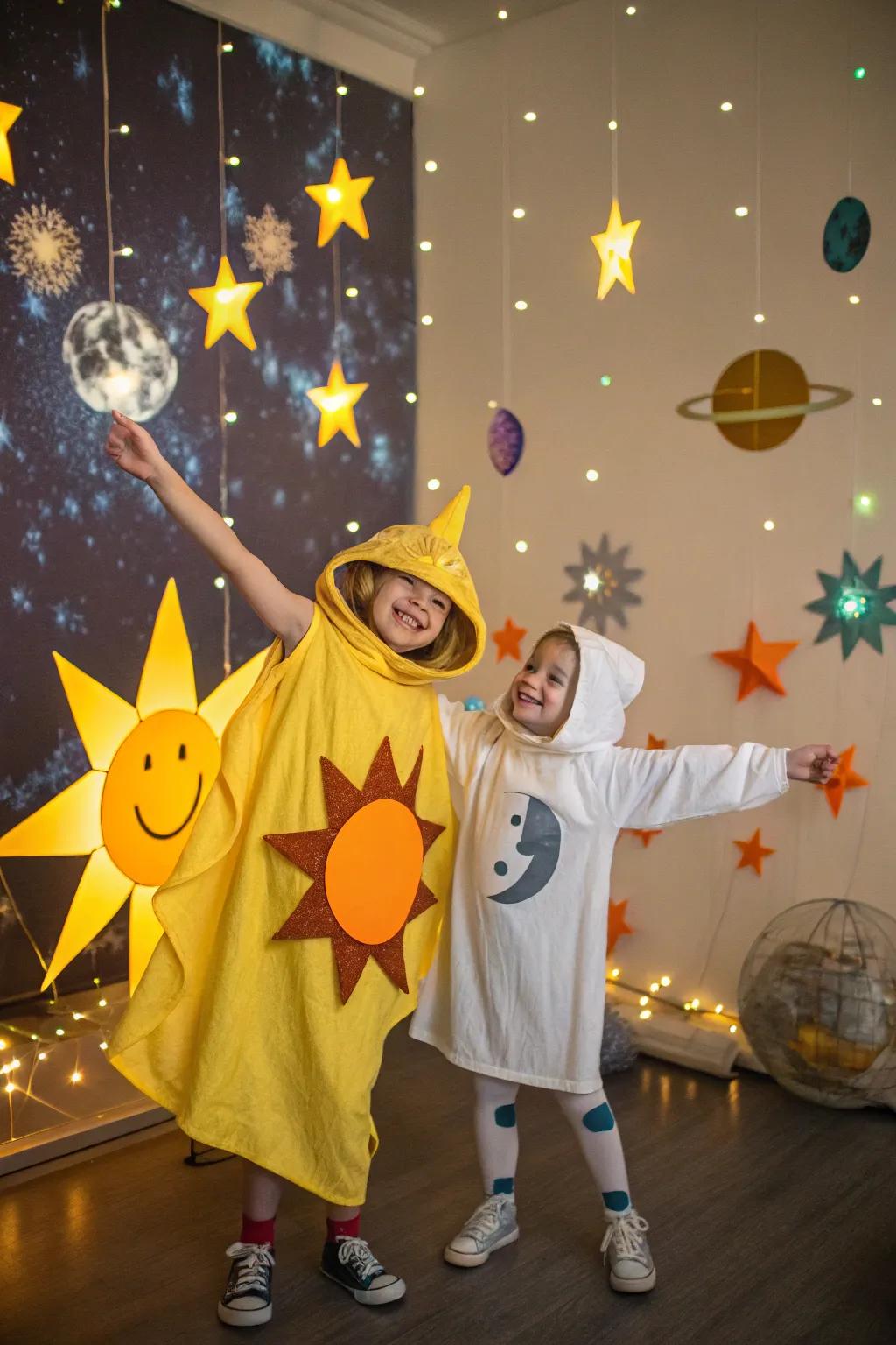 Heavenly blend: twins embodying shine and shadow.