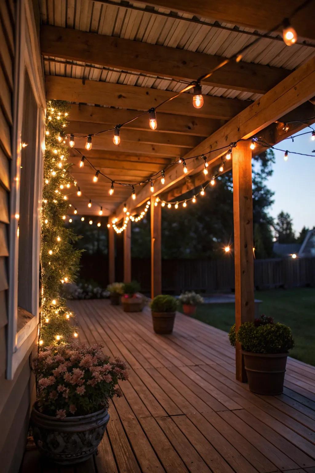 String lights contribute an appealing and fanciful touch to your under-deck space.