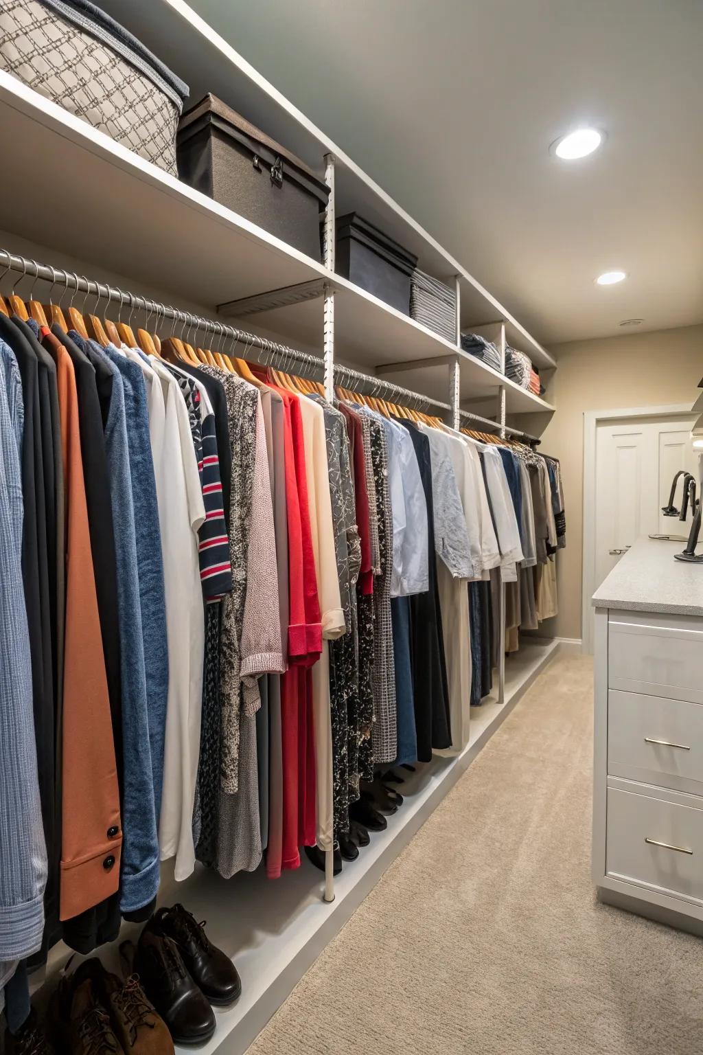 Utilize vertical space with hanging bars.