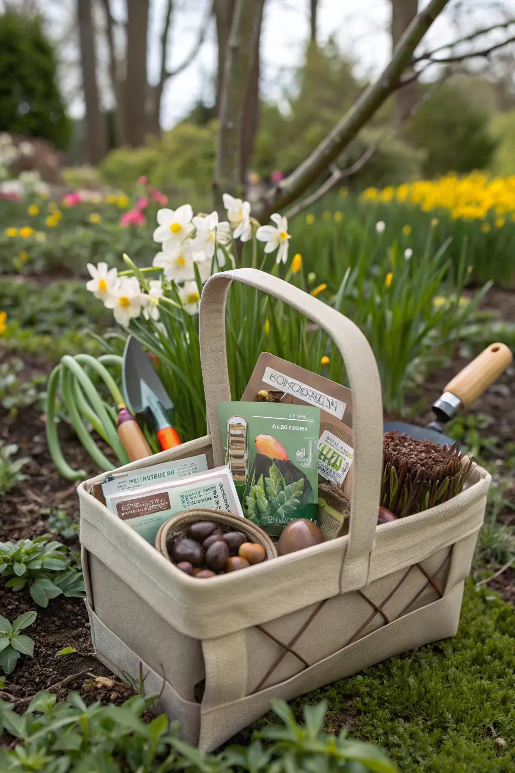 A horticultural carrier brimming with Easter marvels for botanical enthusiasts.