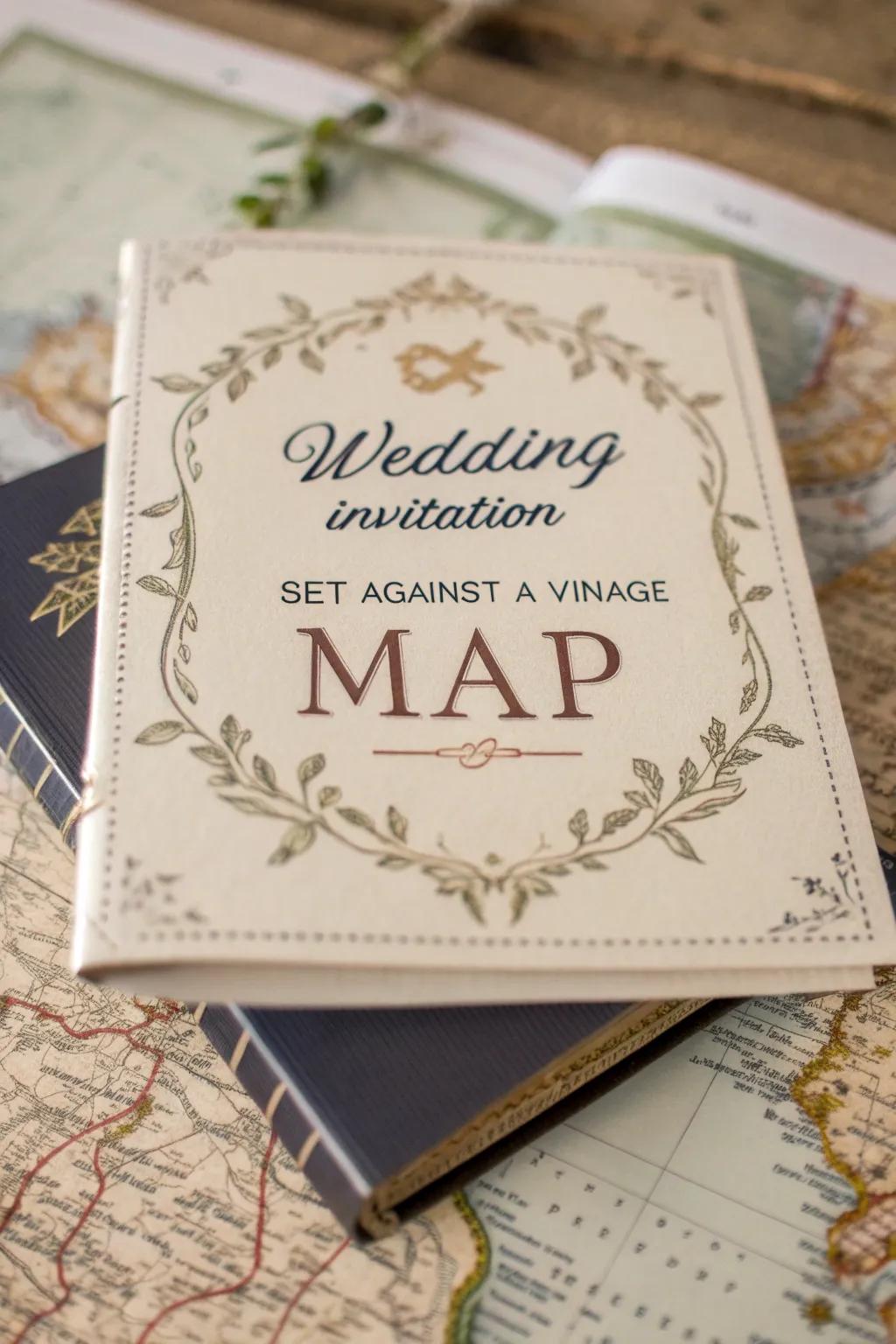 Travel-themed invitations resonate beautifully with adventurous couples.
