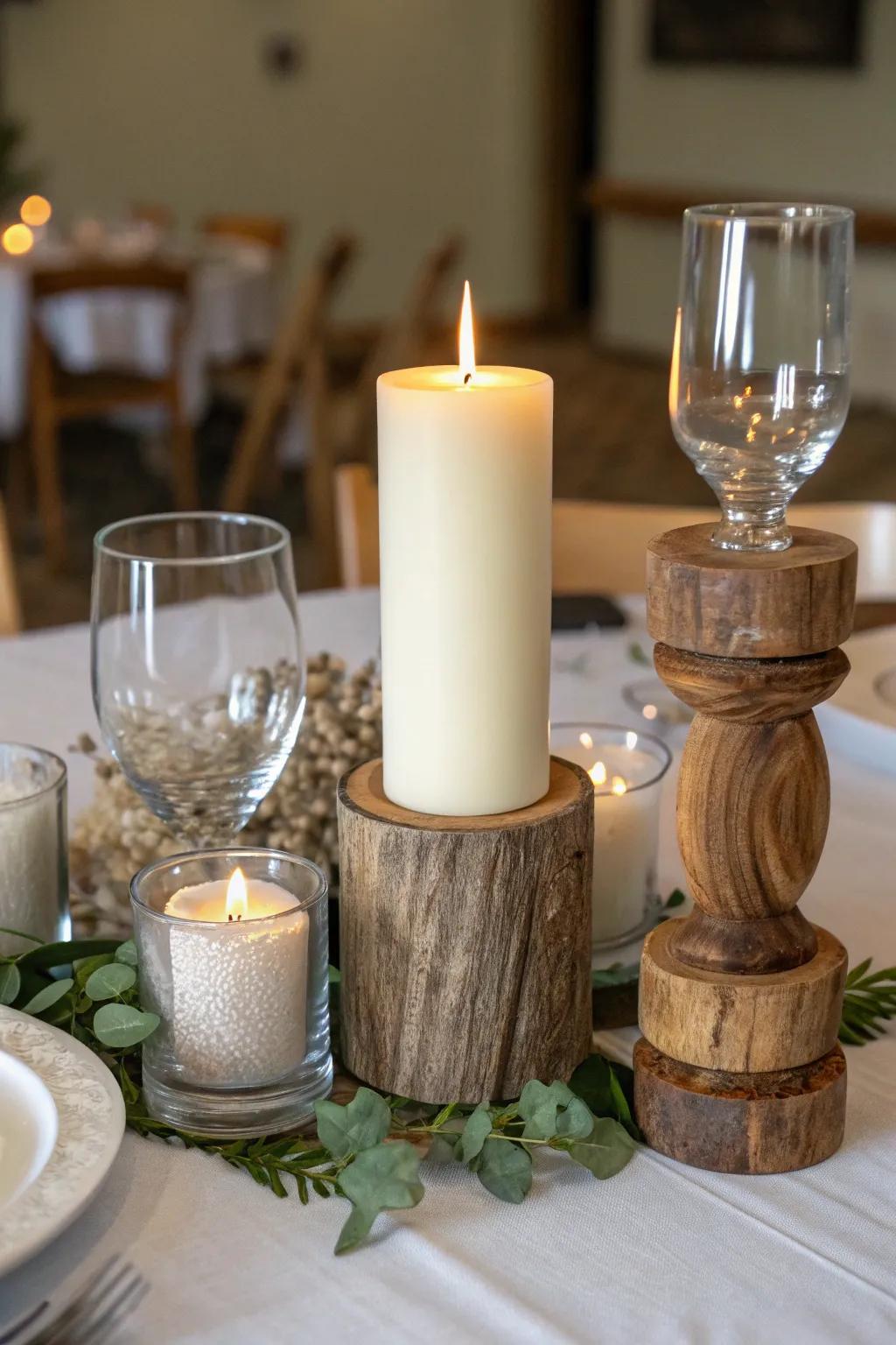 Fashionable lighting fixtures elevate this unity candle presentation.
