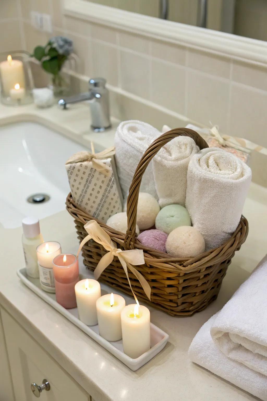 A soothing spa retreat basket to unwind and relax deeply.