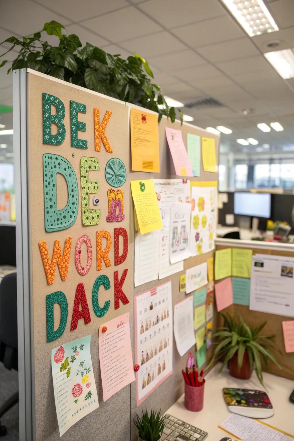 A board of inspiration to brighten the workday.