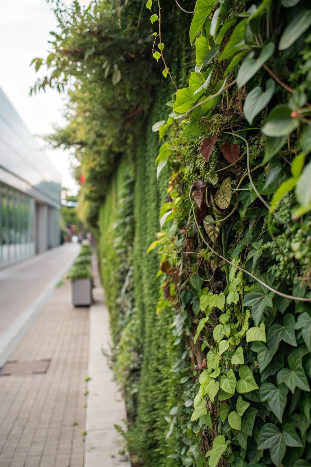 A lively verdant panel repurposing a dull barrier into an animated masterpiece.