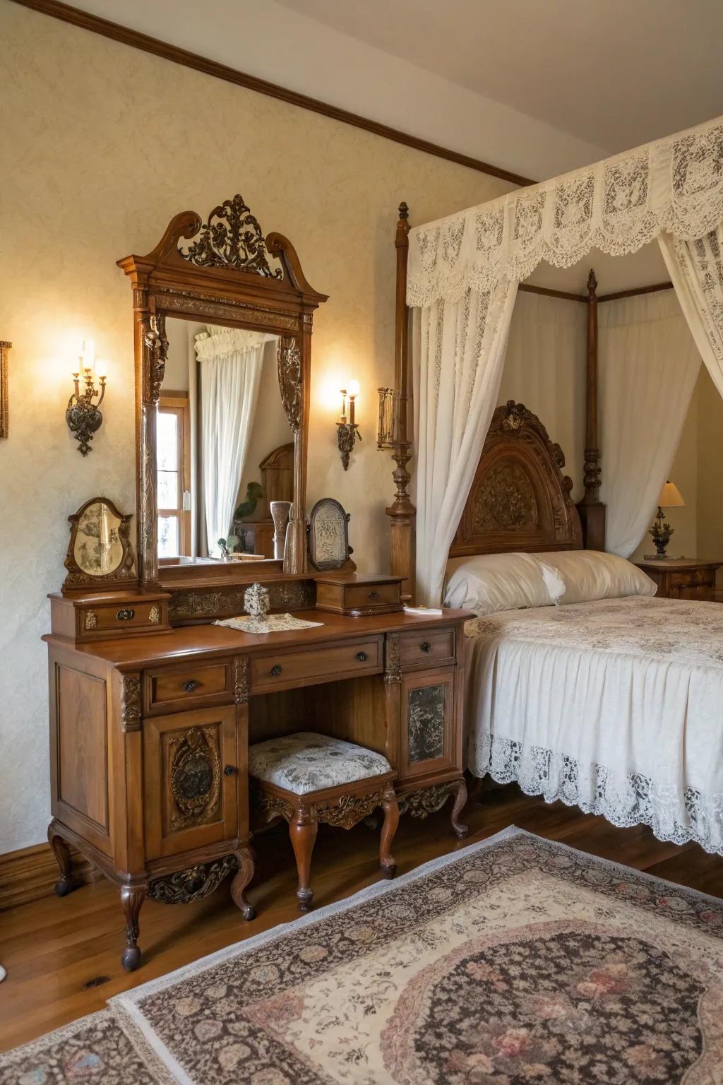 Classic furniture styles with cabriole legs bring sophistication to your vintage vanity.