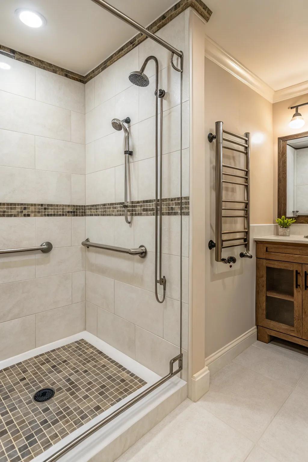 Stylish support handles enhance both safety and support.