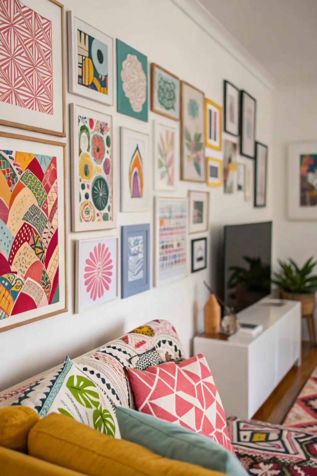 Varied art layouts impart vitality to your abode.