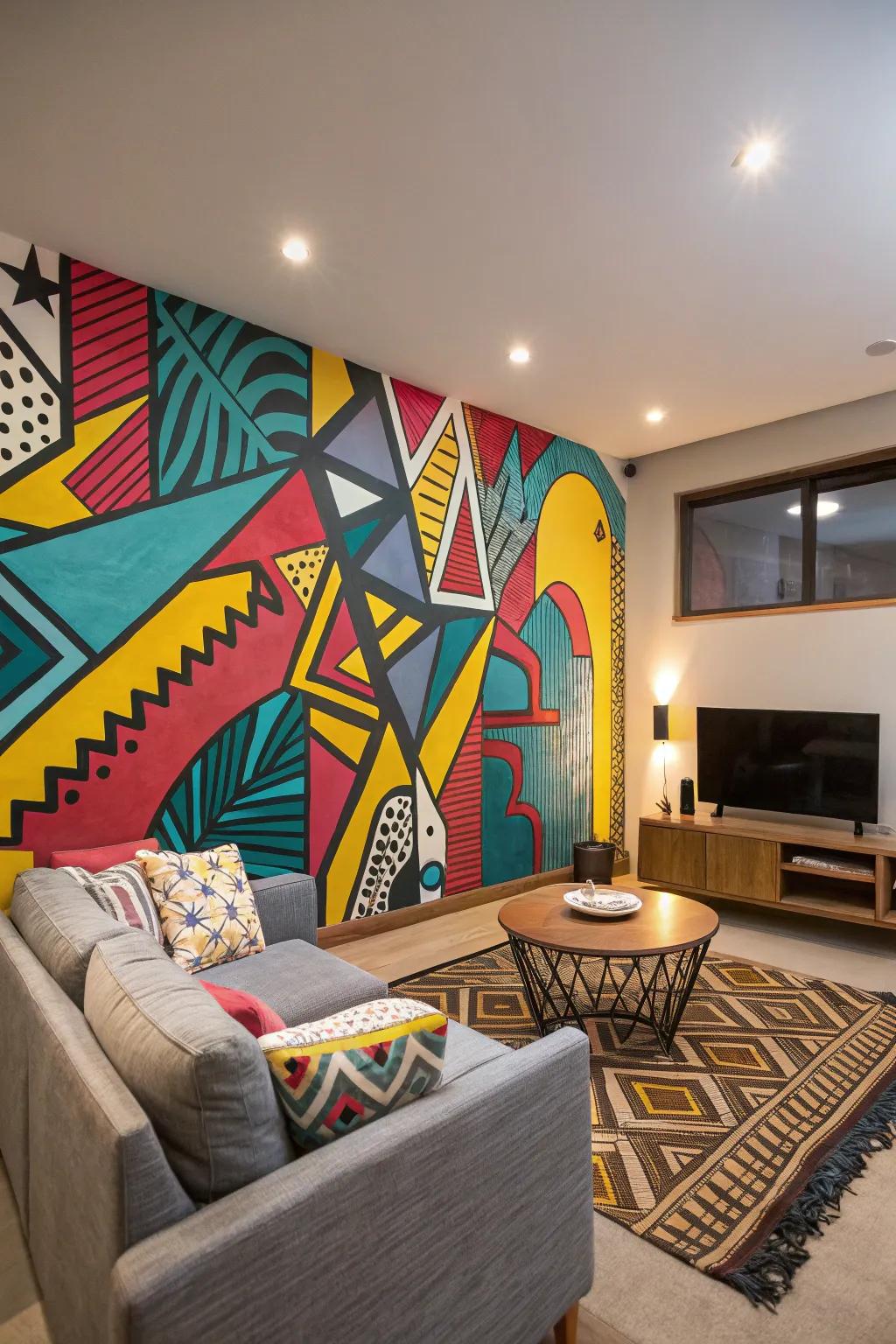 Evoke vitality and inventiveness through an energetic conceptual wall covering.