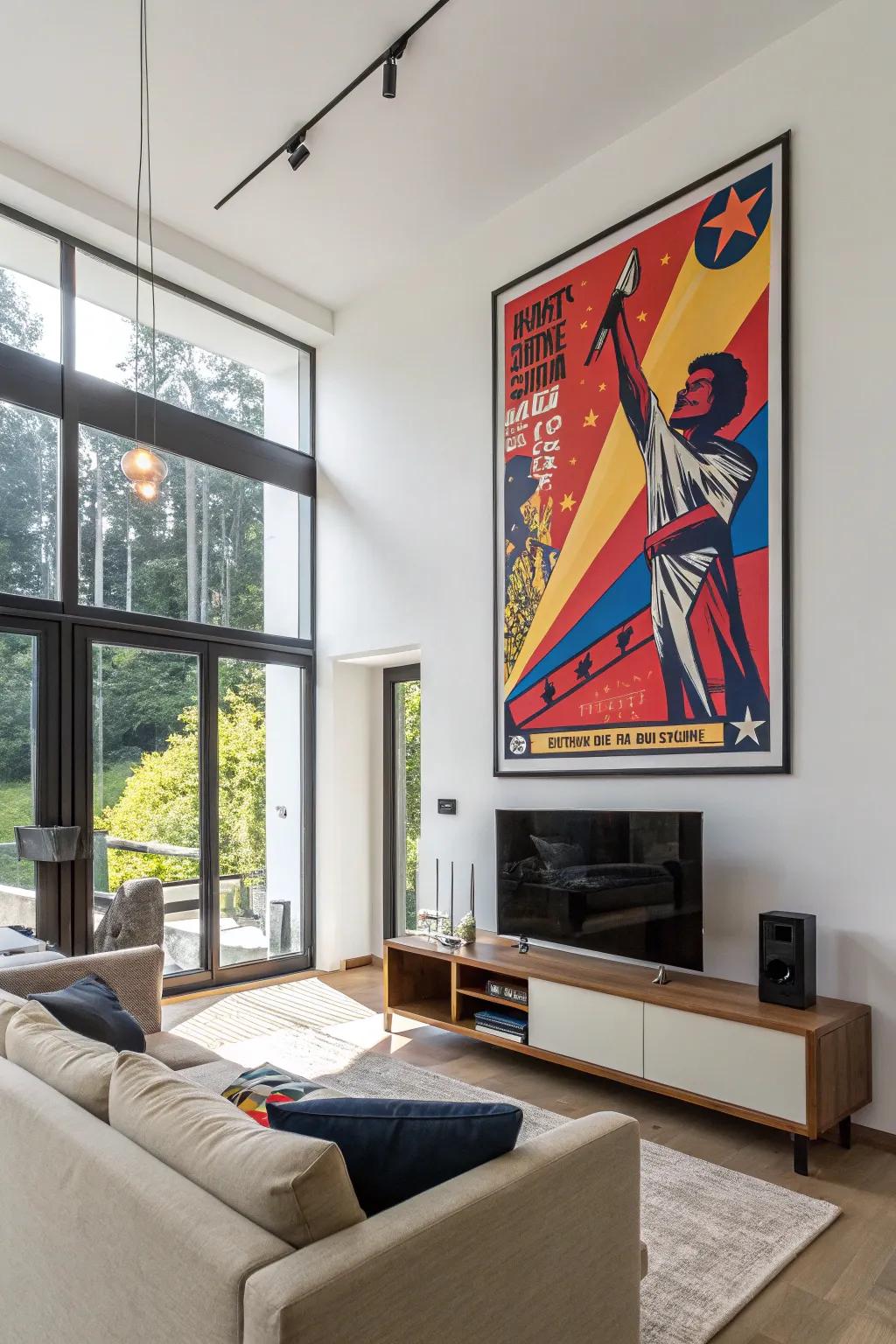 A vibrant abstract art piece that adds zing to the space.