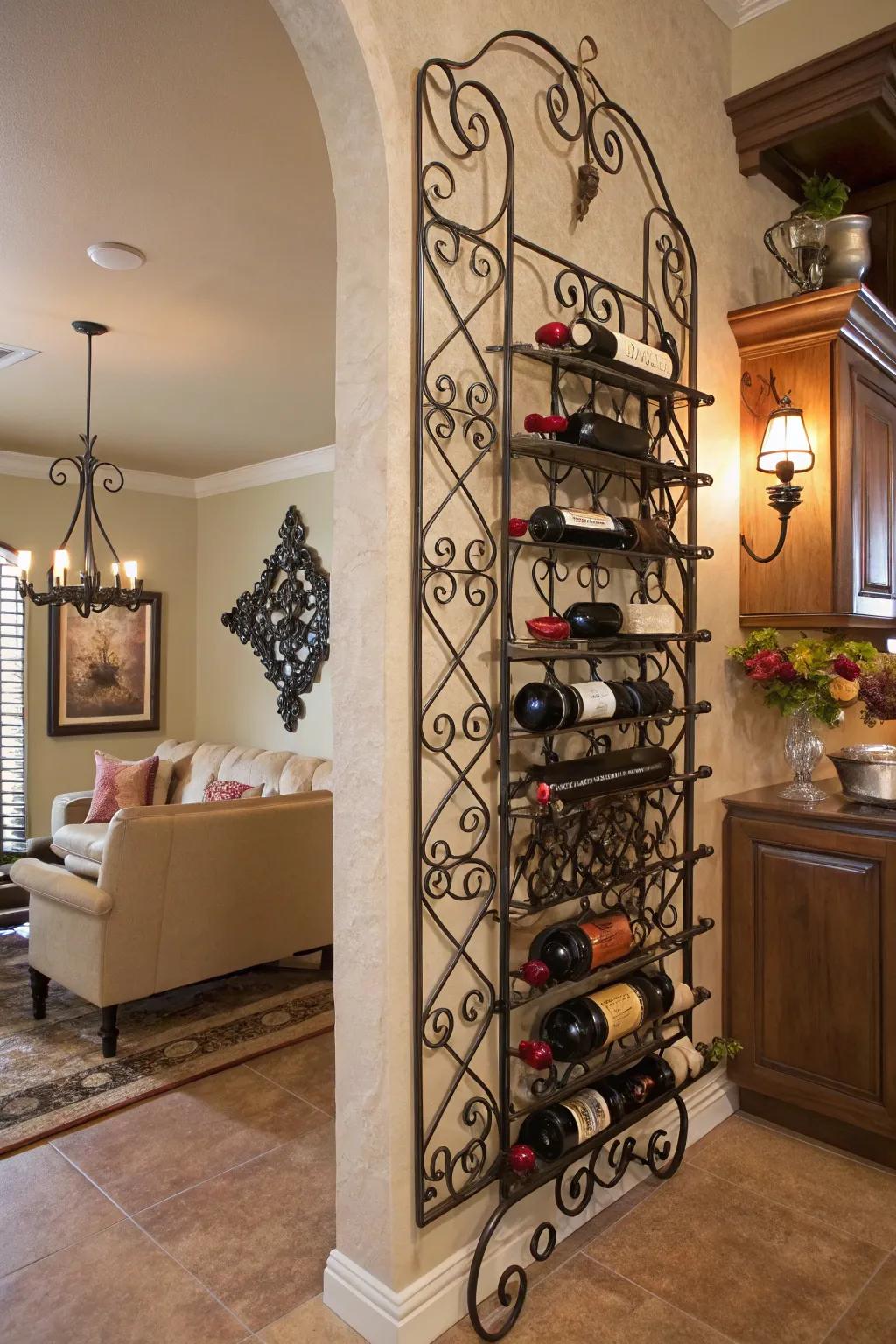 Adornment fixtures turn bottle storage into art.