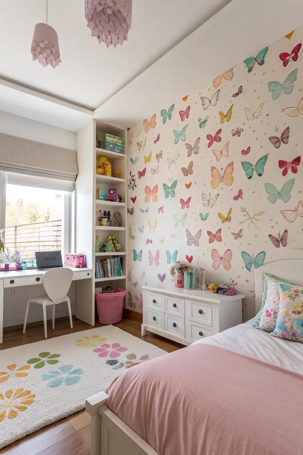 Butterflies infuse a dreamy and cheerful vibe into a girl's haven.