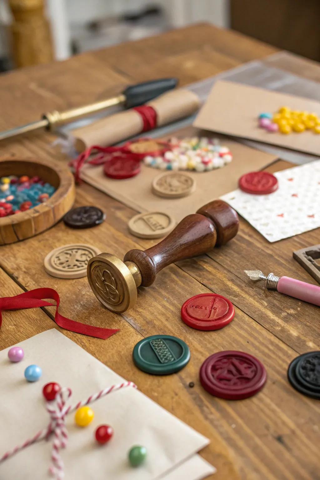 A spectrum of wax seals, showcasing the endless color possibilities for your imaginative projects.