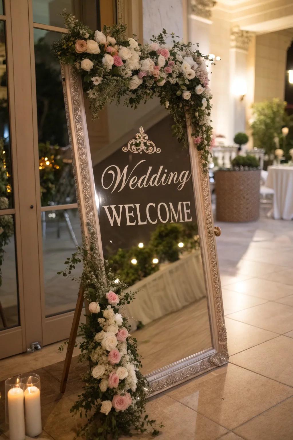 A reflective sign adding a touch of elegance and interactive fun.