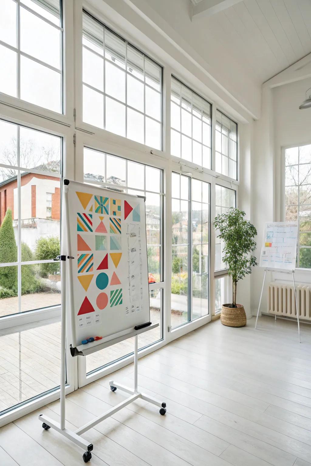 Geometric designs lend this whiteboard a cutting-edge and chic appeal.