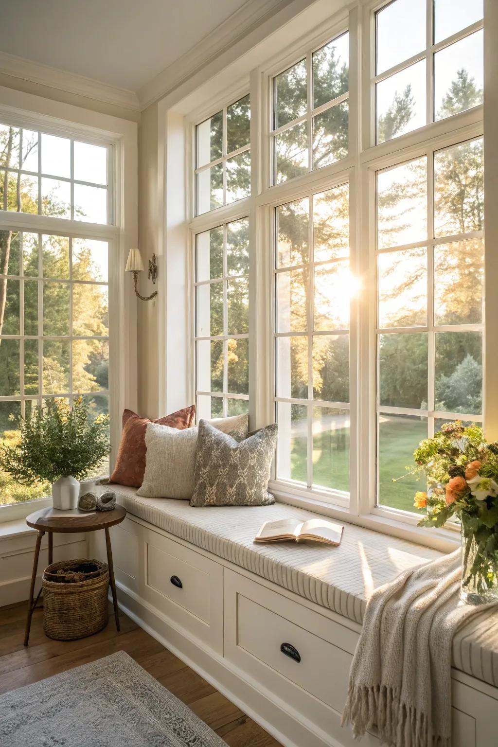 Allow natural light to bathe your window nook, creating an inviting and cozy ambiance.