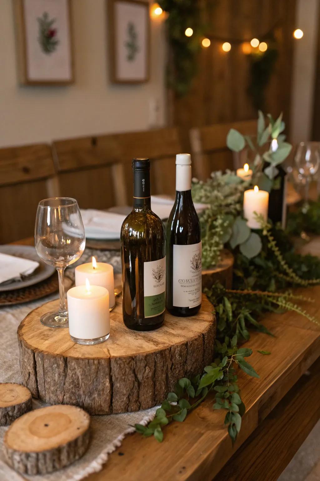 Country wood details add warmth and beauty to your table.