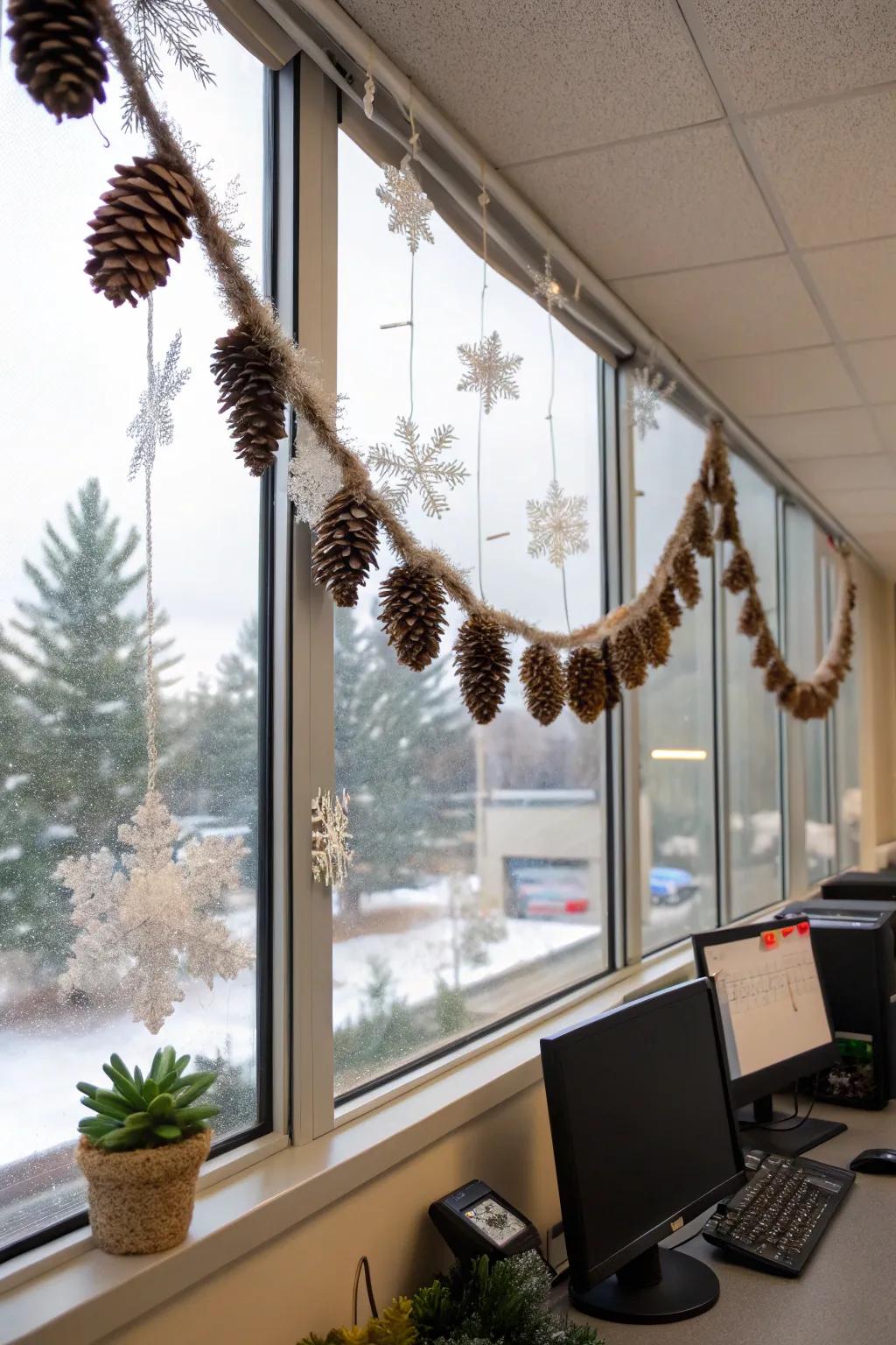 A handmade garland provides down-to-earth charm and a personal highlight to your office.