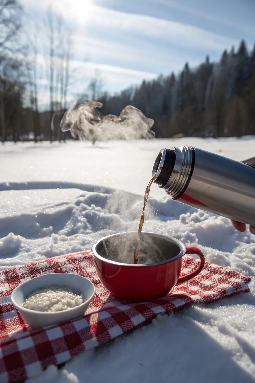 A thermos of hot soup is the perfect winter warmer.