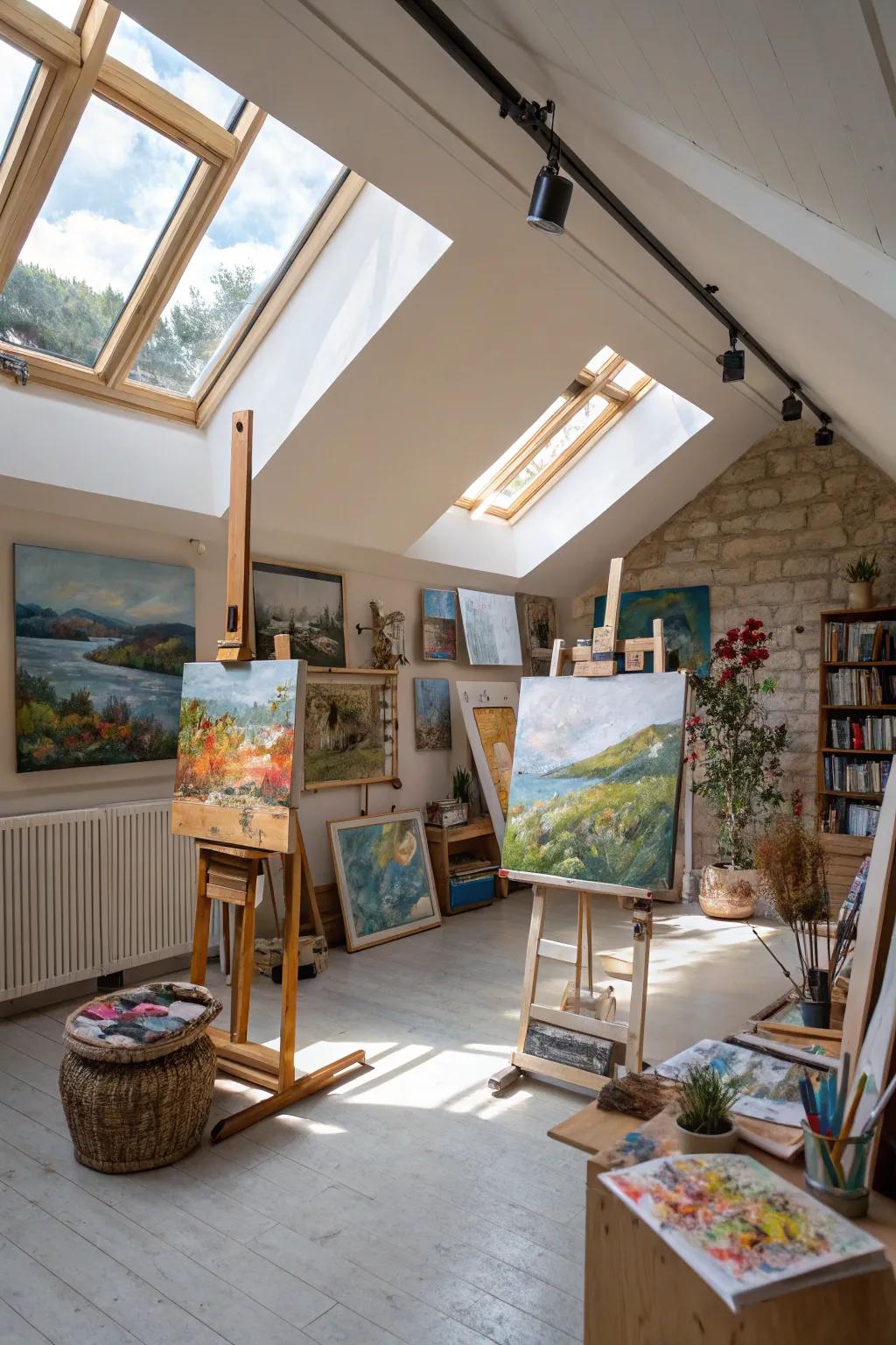 An inspiring and serene artistic studio filled with natural light.