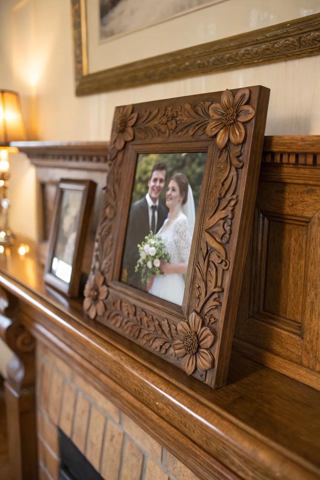 A bespoke timber picture display to spotlight a significant wedding moment.