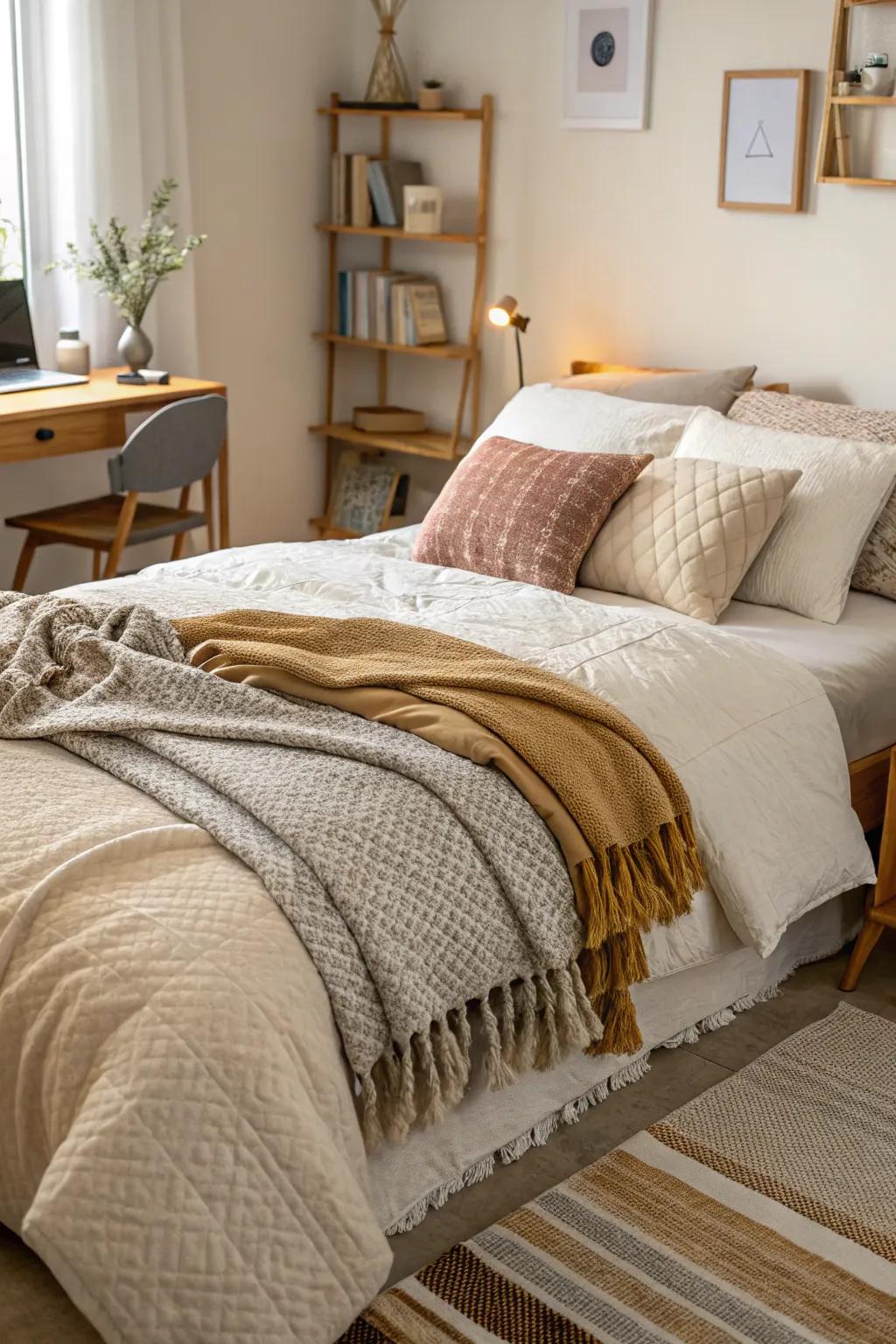 Layered textures imbue warmth and richness to your personal space.