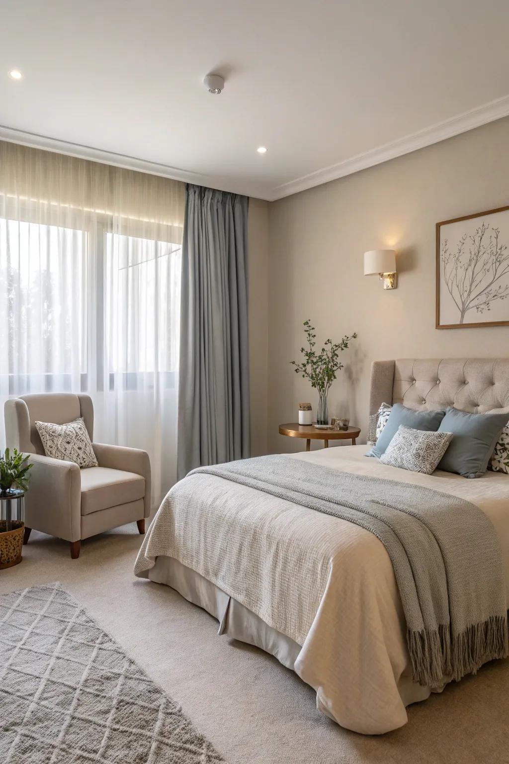 Understated hues provide a serene and calming backdrop.