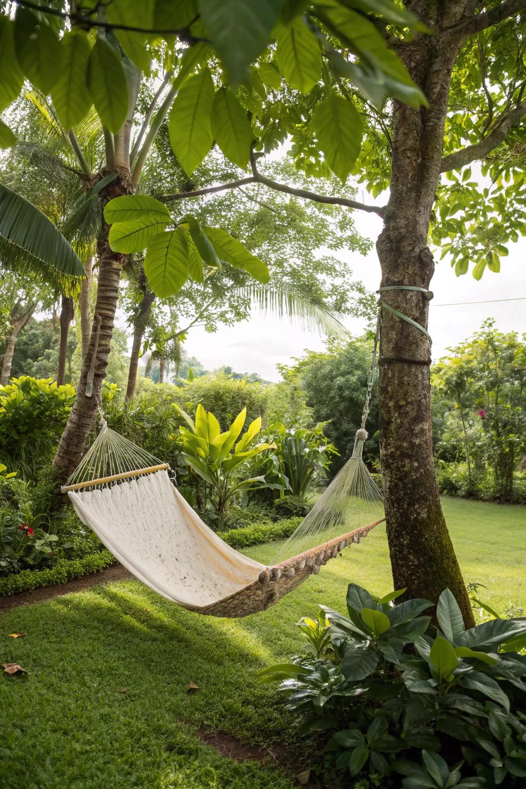 A peaceful suspended haven for unwinding and daydreaming.